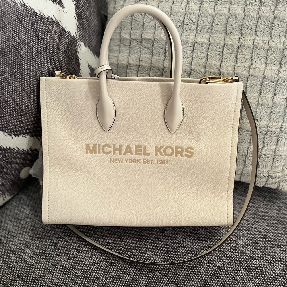 Cream Michael Kors Mirella Medium Tote Satchel Shoulder HandBag Purse